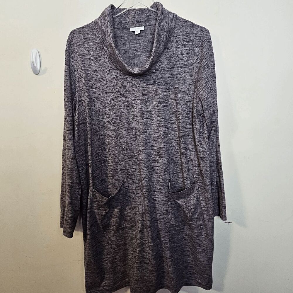 Pure Jill by J. Jill Cowl Neck Tunic Sweater Knit Dress Large Pockets Knee Lengt